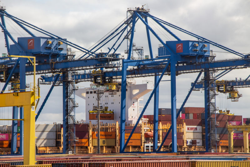 Guindastes no Porto de Itajaí vistos durante o dia