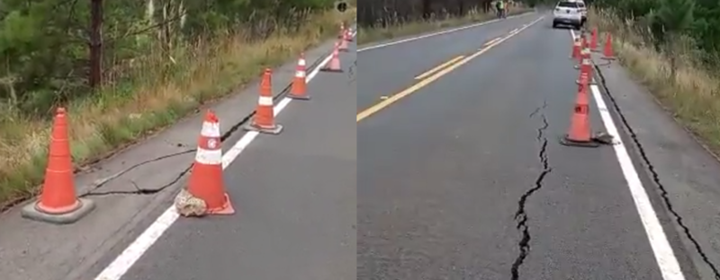 Pistas est&atilde;o com rachaduras, o que alerta para cuidados no tr&acirc;nsito – Foto: PMRv/Divulga&ccedil;&atilde;o/ND