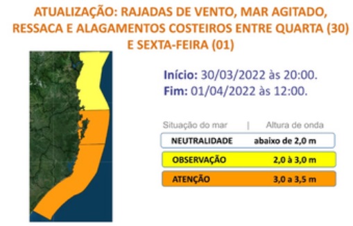 Defesa Civil estadual alerta para mar agitado – Foto: Defesa Civil SC/Divulga&ccedil;&atilde;o/ND
