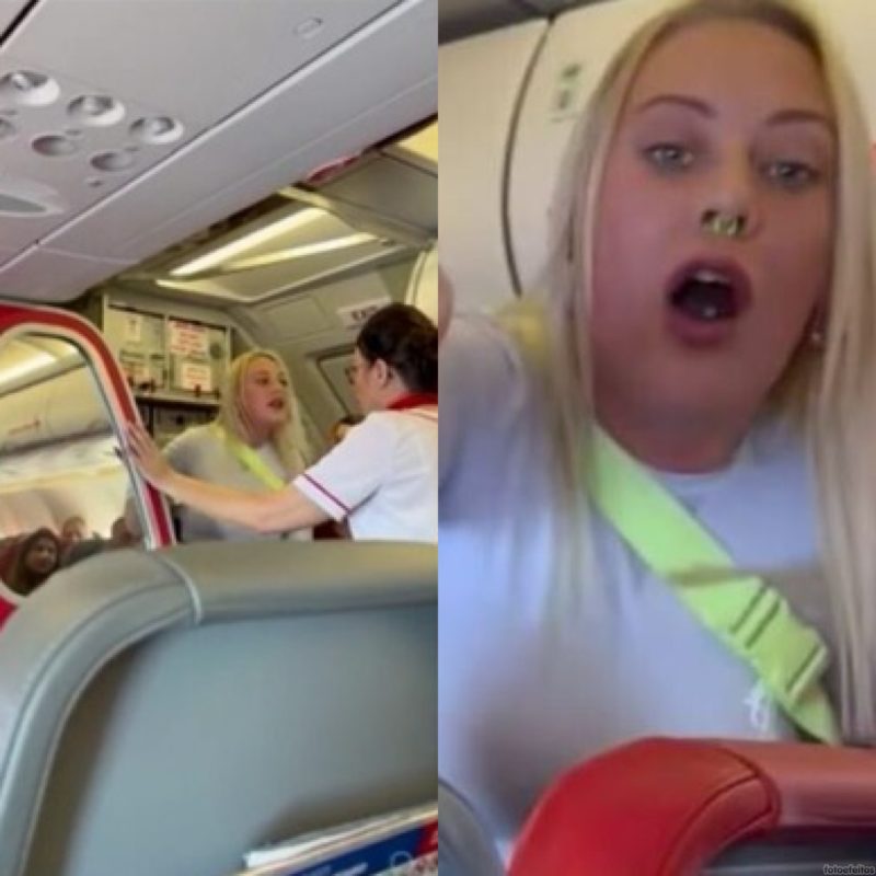 Mulher agride passageiros e ainda tenta abrir porta de avião em pleno voo &#8211; Foto: Internet/Reprodução/ND