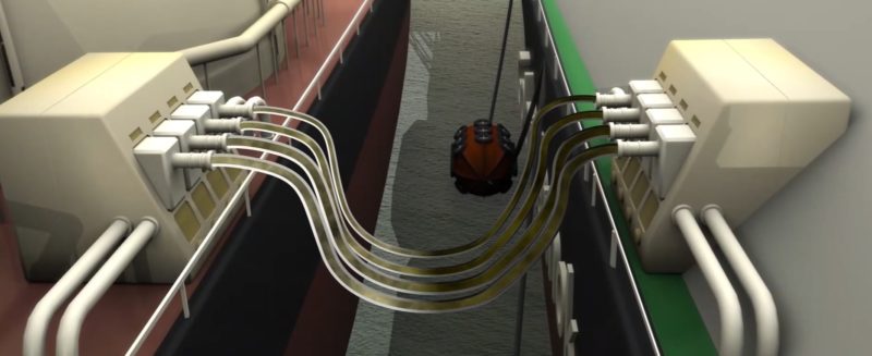 Transposi&ccedil;&atilde;o do g&aacute;s entre os navios. O g&aacute;s ser&aacute; transformado em estado gasoso antes de ir para a rede. – Foto: Reprodu&ccedil;&atilde;o v&iacute;deo/Divulga&ccedil;&atilde;o ND