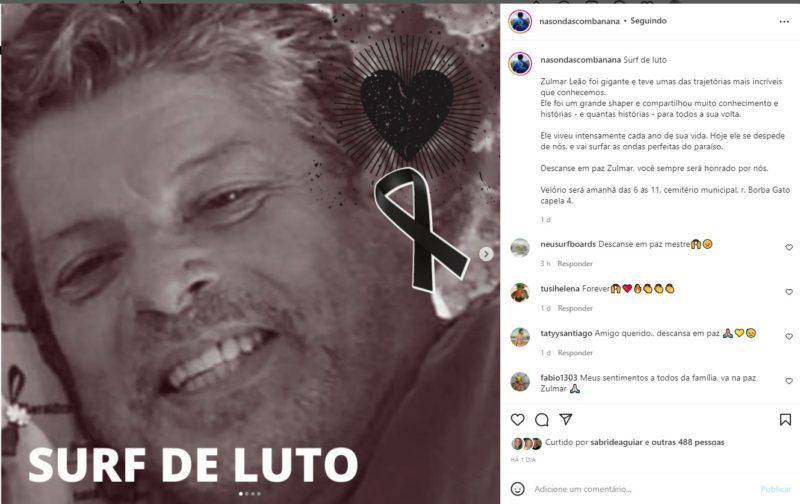 A imagem mostra uma publicação em homenagem ao Zulmar Leão