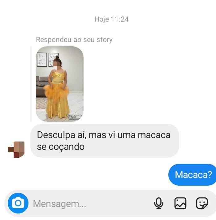 Mensagem que a m&atilde;e recebeu ao postar o v&iacute;deo da filha vestida de princesa – Foto: Arquivo Pessoal/Divulga&ccedil;&atilde;o/ND