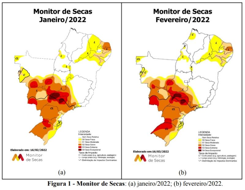 Mapa do Monitor de Secas confirma intensifica&ccedil;&atilde;o da estiagem em fevereiro – Foto: Divulga&ccedil;&atilde;o/ND