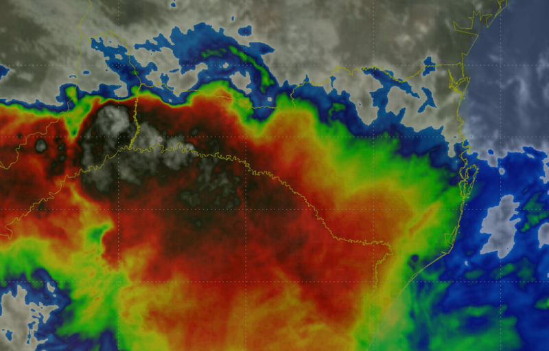Imagem do sat&eacute;lite GOES-16 &agrave;s 05h em SC – Foto: Defesa Civil/ND