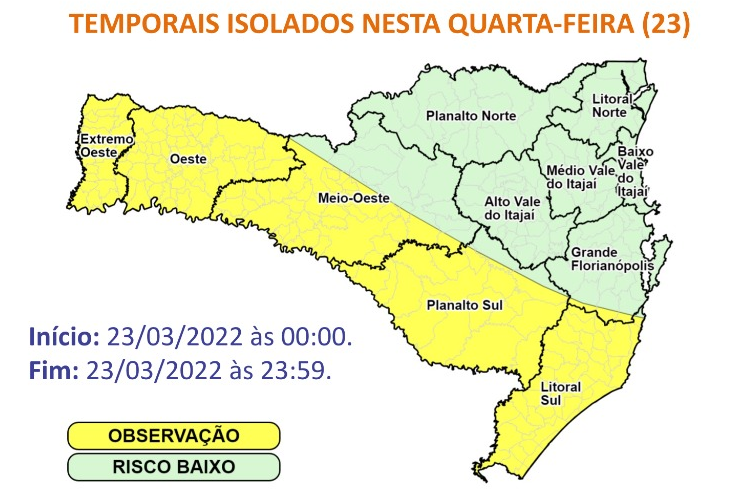 &Aacute;reas em alerta pra esta quarta-feira – Foto: Defesa Civil/Divulga&ccedil;&atilde;o