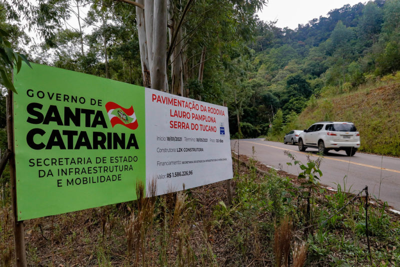 A estrada reduz em mais de 10 quilômetros o trajeto entre Rio do Sul e Presidente Getúlio &#8211; Foto: Divulgação/ Mauricio Vieira SECOM-SC/ND