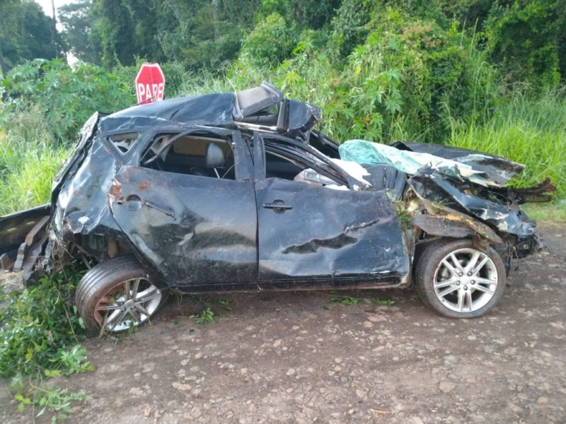 Acidente ocorreu na SC-283, em Guatambu, no Oeste – Foto: PMRv/ND
