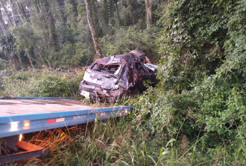 Acidente ocorreu na SC-283, em Guatambu, no Oeste &mdash; Foto: PMRv/ND