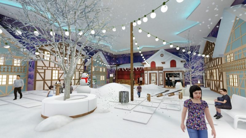 Parque de Pomerode ter&aacute; &aacute;rea com neve o ano inteiro; pessoas usar&atilde;o roupa especial para entrar no ambiente – Foto: Alles Park/Divulga&ccedil;&atilde;o/ND