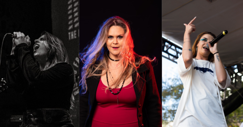 Carol Tirloni, Carla Domingues e MC Versa, vocalistas de Santa Catarina – Foto: Montagem/ND