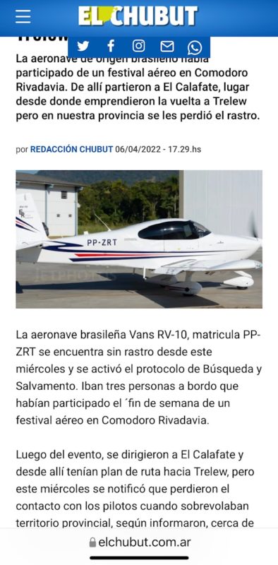 Jornal da Patag&ocirc;nia deu a not&iacute;cia na capa – Foto: El Chubut