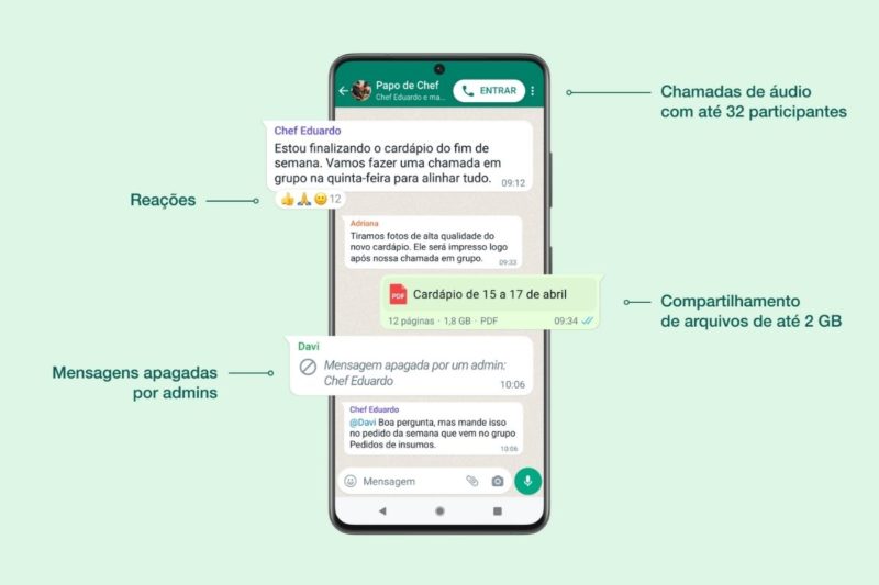 WhatsApp espera que as comunidades facilitem a rotina dos usu&aacute;rios – Foto: WhatsApp/Divulga&ccedil;&atilde;o