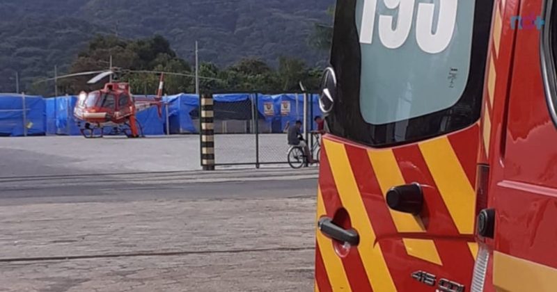 V&iacute;tima foi resgatada pela equipe do helic&oacute;ptero Arcanjo 03 – Foto: Corpo de Bombeiros Navegantes/Divulga&ccedil;&atilde;o