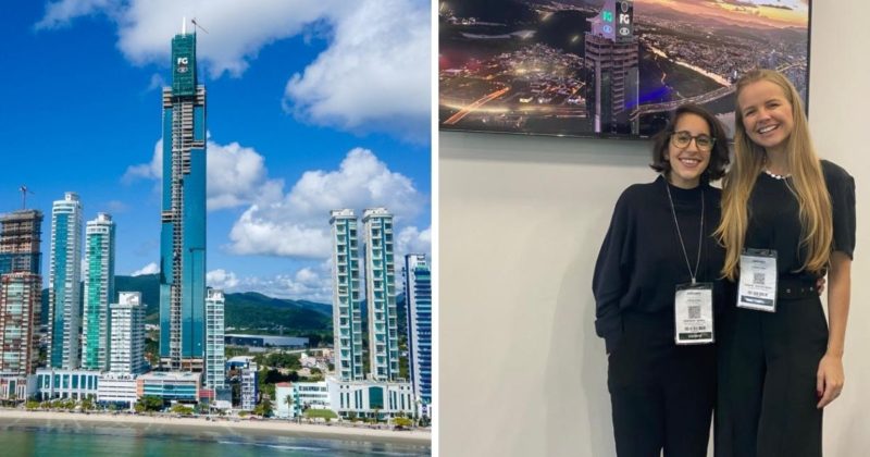 D&eacute;borah Kenig Alexandre, gestora de projeto do empreendimento One Tower e a engenheira civil Sabine Bevian – Foto: Reprodu&ccedil;&atilde;o/Apoio Comunica&ccedil;&atilde;o/Divulga&ccedil;&atilde;o