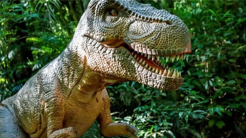 Representa&ccedil;&atilde;o de dinossauro no novo parque tem&aacute;tico – Foto: Divulga&ccedil;&atilde;o / Terra dos Dinos