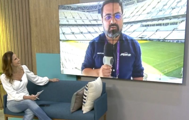 Jornalista do Grupo ND visita est&aacute;dio da final da Copa do Mundo do Catar – Foto: Reprodu&ccedil;&atilde;o/NDTV RecordTV