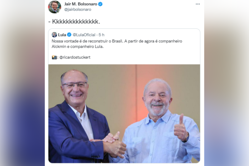Jair Bolsonaro ironiza postagem de Lula – Foto: Reprodu&ccedil;&atilde;o/ND
