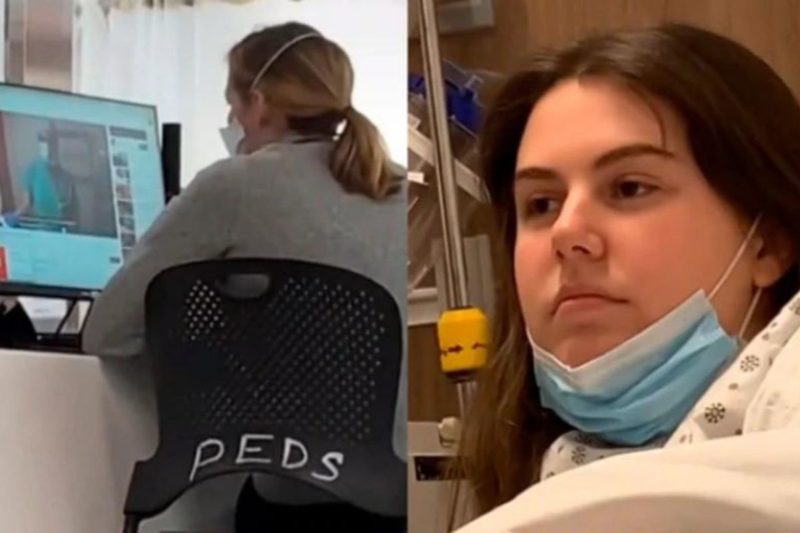 Jovem flagrou m&eacute;dica assistindo tutorial no YouTube instantes antes do atendimento – Foto: Reprodu&ccedil;&atilde;o/TikTok