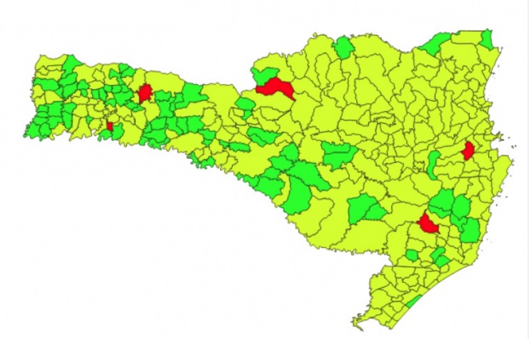 Três cidades do Norte de SC no nível baixo para covid-19