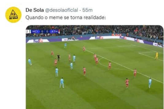 &nbsp; &nbsp; &nbsp; &nbsp; &nbsp; &nbsp; &nbsp; &nbsp; &nbsp; &nbsp; &nbsp; &nbsp; &nbsp; &nbsp; &nbsp; &nbsp; &nbsp; &nbsp; Memes de City x Atl&eacute;tico de Madrid – Foto: Twitter