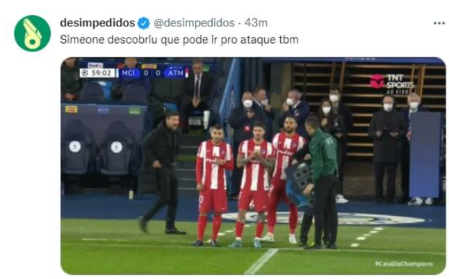 &nbsp; &nbsp; &nbsp; &nbsp; &nbsp; &nbsp; &nbsp; &nbsp; &nbsp; &nbsp; &nbsp; &nbsp; &nbsp; &nbsp; &nbsp; &nbsp; &nbsp; Memes de City x Atl&eacute;tico de Madrid – Foto: Twitter