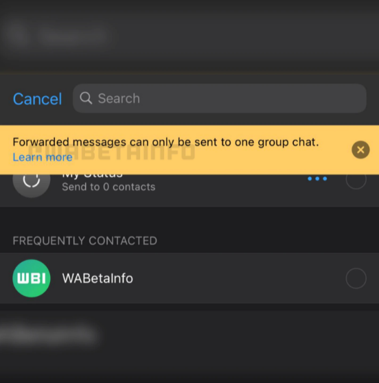 Nova restri&ccedil;&atilde;o no WhatsApp deve irritar usu&aacute;rios – Foto: Wabetainfo/Reprodu&ccedil;&atilde;o