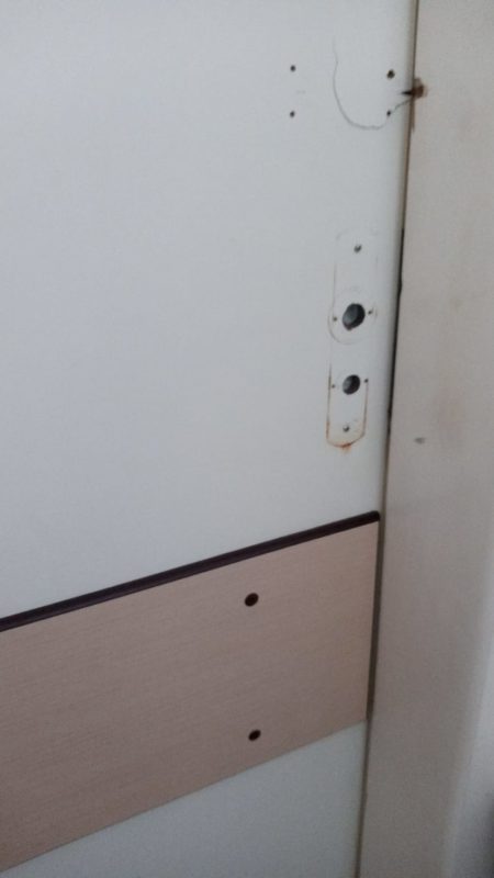 Porta do banheiro feminino da recep&ccedil;&atilde;o do Hospital Celso Ramos – Foto: Divulga&ccedil;&atilde;o/ND