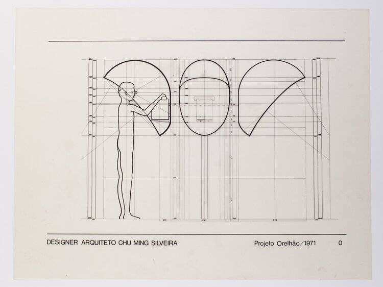 Projeto original do orelh&atilde;o do Acervo de Chu Ming Silveira e orelhao.arq.br – Foto: AcervoChuMing/Divulga&ccedil;&atilde;o/ND
