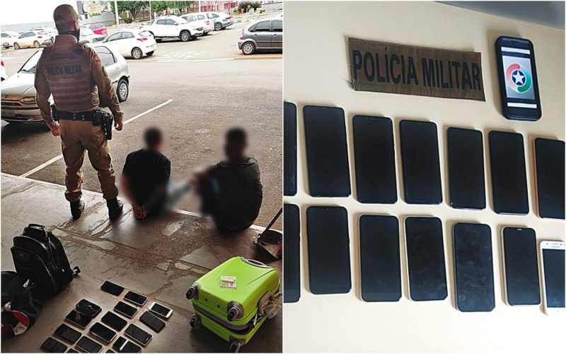 Suspeitos foram presos em flagrante quando tentavam sair da cidade. – Foto: Polícia Militar/Divulgação/ND