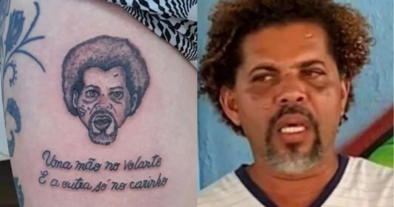 F&atilde; faz tatuagem com rosto do ‘morador de rua’ Givaldo de Souza e &eacute; criticado na internet – Foto: Reprodu&ccedil;&atilde;o/Internet