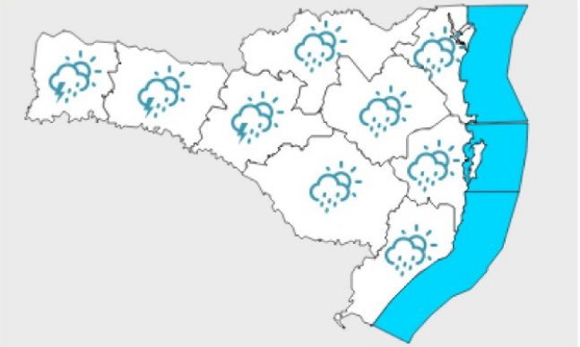 Santa Catarina tem presen&ccedil;a de nuvens e sol durante o dia, com temporais estritamente isolados nas regi&otilde;es catarinenses nesta quarta – Foto: Defesa Civil/Divulga&ccedil;&atilde;o/ND