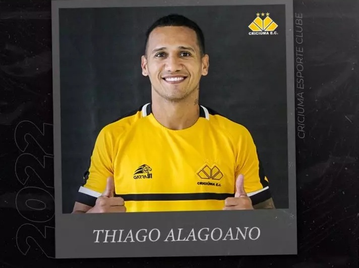 Thiago Alagoano &eacute; o novo refor&ccedil;o do Crici&uacute;ma – Foto: Crici&uacute;ma/Reprodu&ccedil;&atilde;o