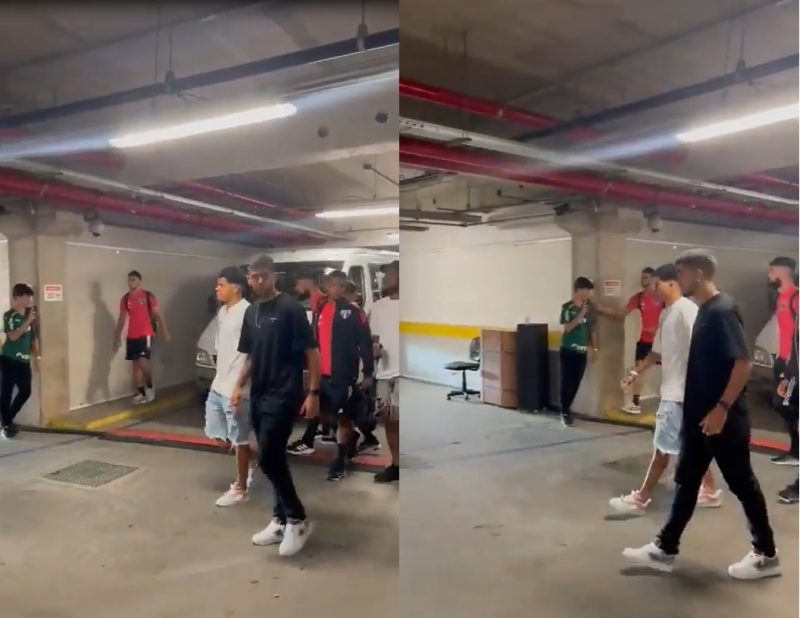 Atacante acabou derrubando o celular da m&atilde;o do torcedor do Palmeiras – Foto: Reprodu&ccedil;&atilde;o/Internet