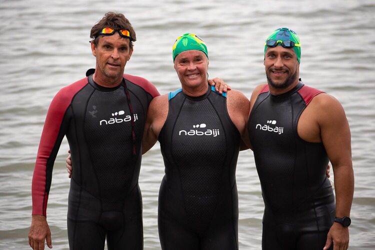 Da esquerda para direita: Rinaldo Feldmann. Regina Feldmann e Maur&iacute;cio Cangiani, as cabe&ccedil;as do Desafio Volta &agrave; Ilha de Nata&ccedil;&atilde;o – Foto: Divulga&ccedil;&atilde;o Treino Travessias / Maur&iacute;cio Cangiani