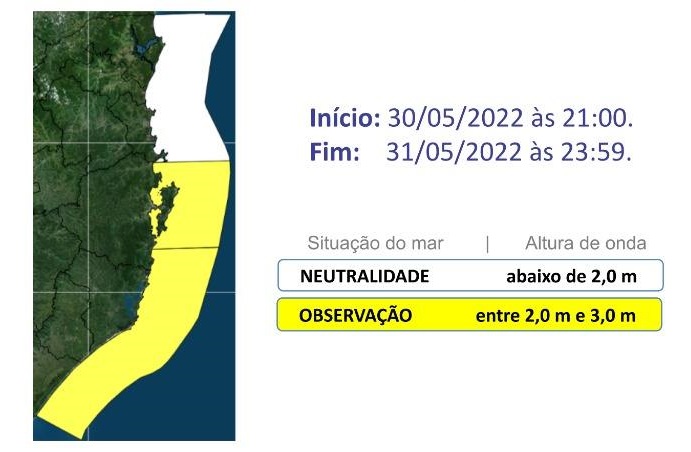 Mar segue agitado até às 23h59 desta terça-feira &#8211; Foto: Defesa Civil/Divulgação/ND