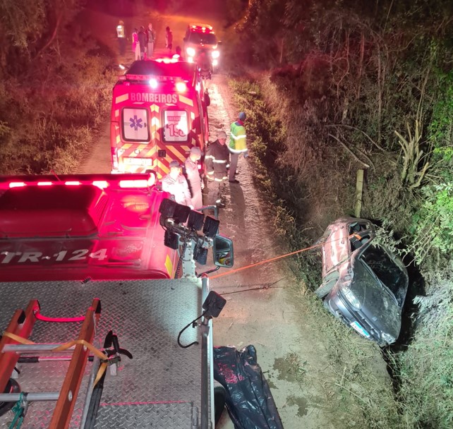 Acidente aconteceu na madrugada deste sábado (21) – Foto: CBMSC/Divulgação/ND
