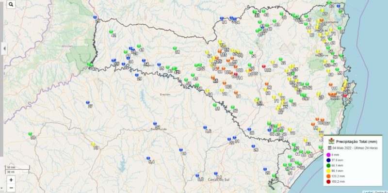 Cidades catarinenses marcam acumulados de chuva acima de 100 mil&iacute;metros em diversos munic&iacute;pios – Foto: Agroconnect/Reprodu&ccedil;&atilde;o/ND