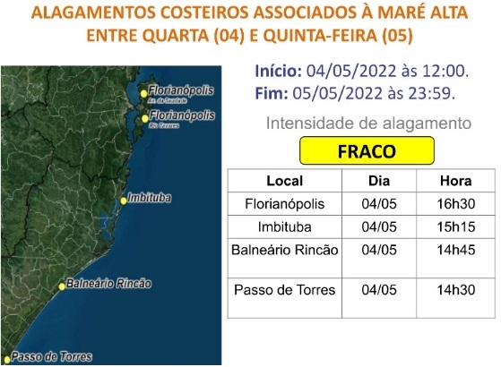 Alagamentos costeiros &#8211; Foto: Defesa Civil de SC/Divulgação/ND