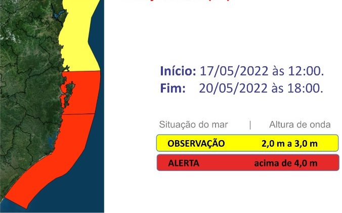 Regi&otilde;es marcadas na cor vermelha s&atilde;o consideradas perigosas pela Defesa Civil – Foto: Defesa Civil SC