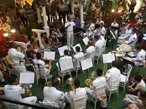 Banda do Grupamento de Fuzileiros Navais do Rio Grande se apresentará na segunda etapa estadual do Remo, em Florianópolis – Foto: Marinha do Brasil/divulgação