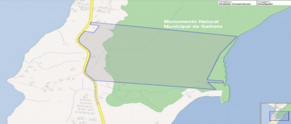 A região selecionada dentro da área em verde corresponde à área inserida dentro do Mona &#8211; Foto: Reprodução/MPSC/ND