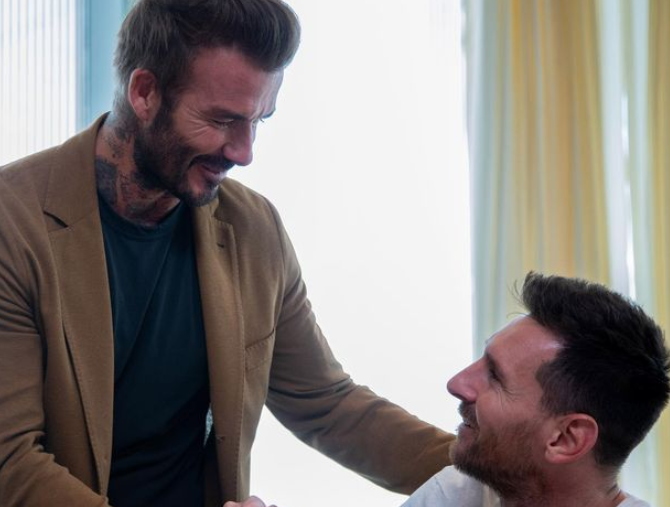 Beckham se encontrou com Messi &#8211; Foto: Instagram Beckham