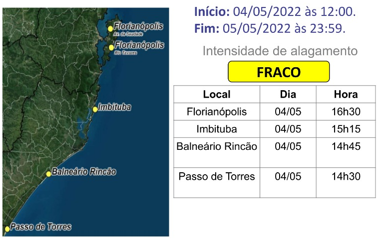 Hor&aacute;rios de pico da mar&eacute; astron&ocirc;mica – Foto: Defesa Civil/Reprodu&ccedil;&atilde;o/ND