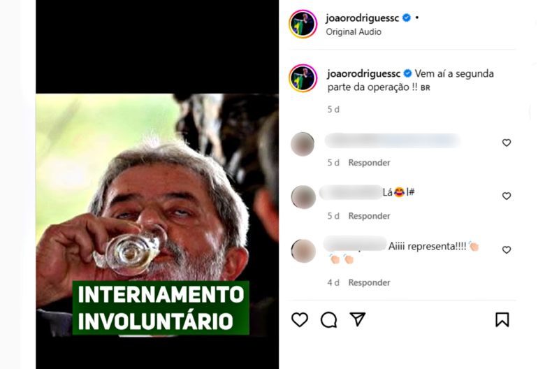 Prefeito de Chapec&oacute; diz que se Lula for &agrave; cidade ser&aacute; internado involuntariamente. – Foto: Internet/ND