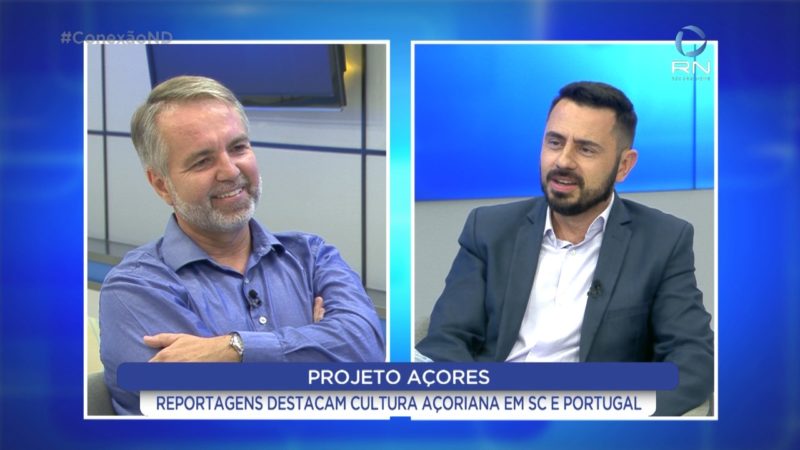 Alexandre Mendonça conversa com Sérgio Luiz Ferreira, presidente da Casa dos Açores &#8211; Foto: Reprodução/NDTV