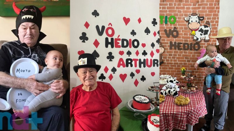 Vovô Hédio comemora mais um mês de vida junto com seu bisneto &#8211; Foto: Arquivo Pessoal