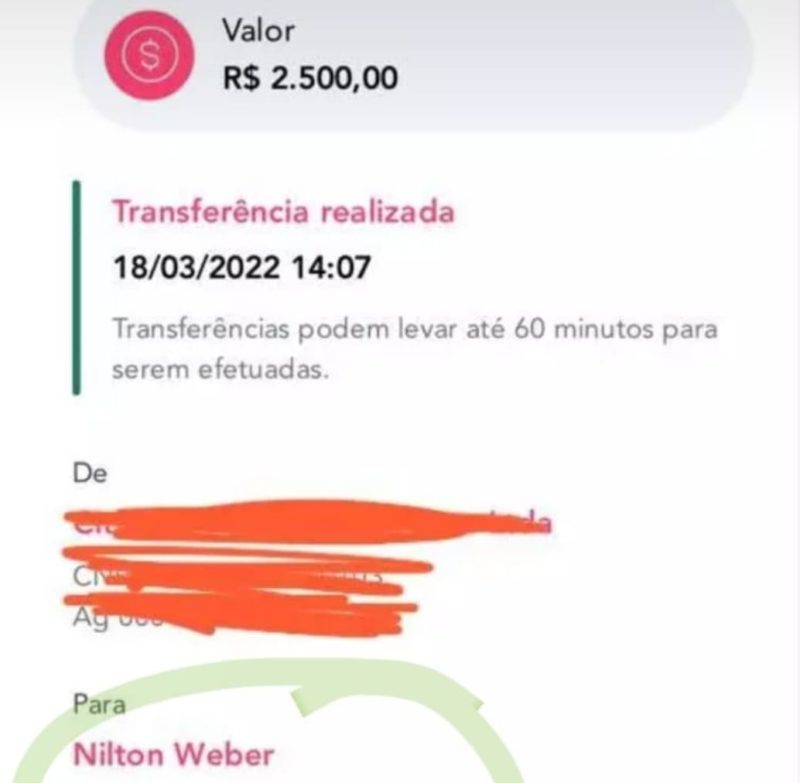 Transfer&ecirc;ncia banc&aacute;ria – Foto: Reprodu&ccedil;&atilde;o/ND