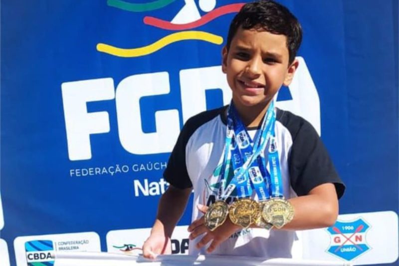 Klaus Janson Filho conquistou quatro medalhas de ouro no Campeonato Sul Brasileiro Mirim Petiz – Foto: Divulga&ccedil;&atilde;o/ND