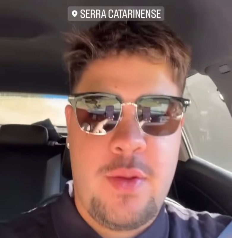 Na manhã deste sábado (21) o influenciador gravou vídeos mostrando a Serra Catarinense – Foto: Divulgação/ND